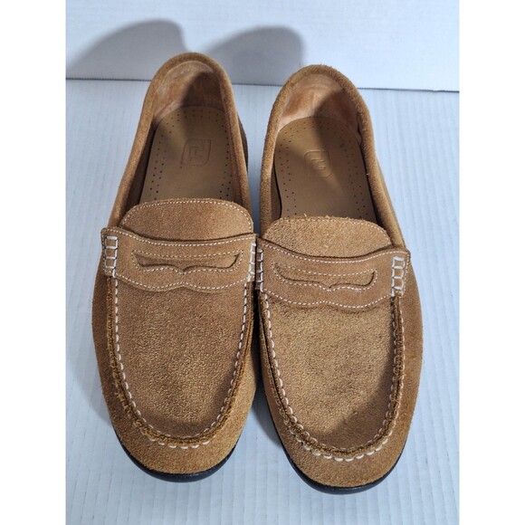 Footjoy Club Casuals Suede Leather Loafers Mens 10.5M Brown Slip On Golf Shoes main image 6
